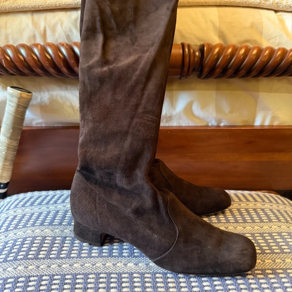 L'autre Chose suede over the knee square toe boot